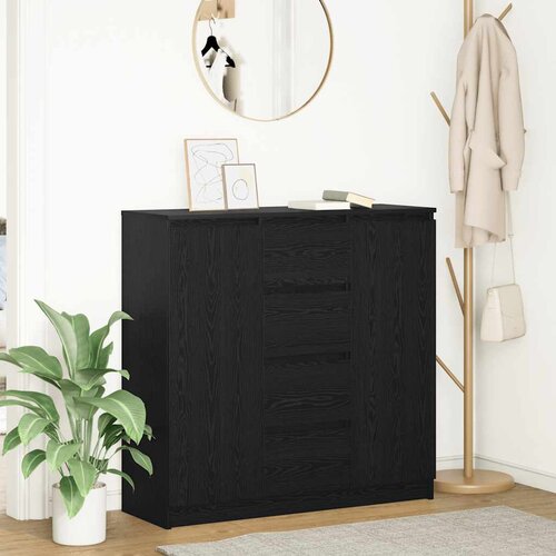 VidaXL Komoda s predali črna hrast 100,5x35x98,5 cm inženirski les Slike