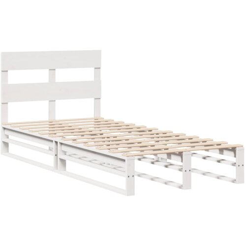 vidaXL Posteljni okvir z vzglavjem bel 90x200 cm trdna borovina, (21273485) Cene