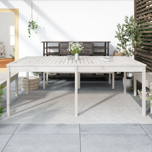 vidaXL Vrtna miza bela 203,5x100x76 cm trdna borovina Cene