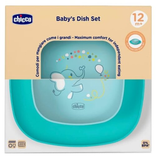 Chicco Set tanjura za jelo, 12m+, Plavi Slike