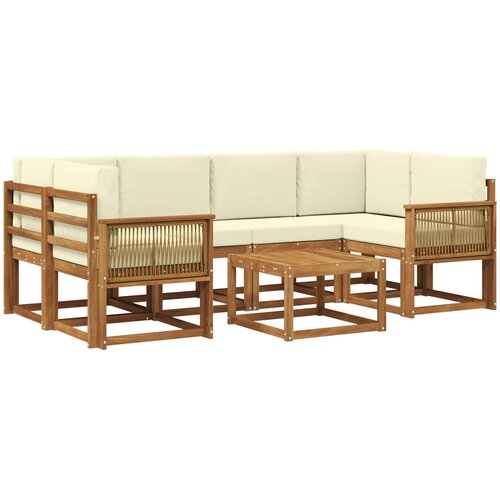  Set vanjskih sofa 7 pcs Prirodna i krem Poliester Slike