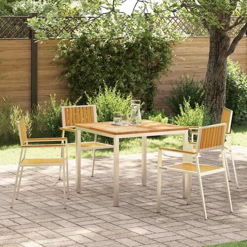Vanjski set za objedovanje 5 pcs Smeđa Čvrsto teak drvo Cene