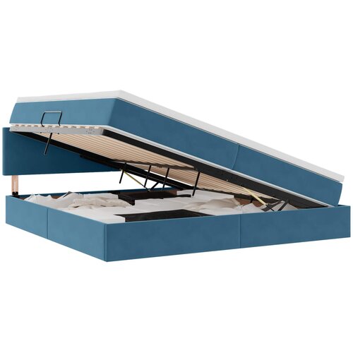  Krevet s od storage s madracem Tamno plava 200 x 200 cm Bar&amp;scaron;un Slike