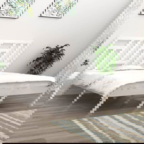 The Living Store Posteljni okvir bel iz trdne borovine 140x200 cm - Posteljni Okvir, (21531164) Cene