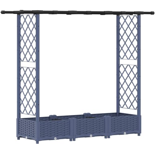 vidaXL Dvignjeno ležišče s trellisom in streho Siva 164 x 40 x 123 cm, (5000287888) Cene