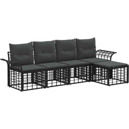  Set vanjskih sofa s jastukom 5 pcs Crna i tamno siva Poliester Cijene