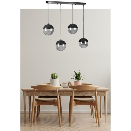 Opviq Küre 4 Lü Sıralı siyah Füme Camlı Sarkıt dark grey chandelier Cene