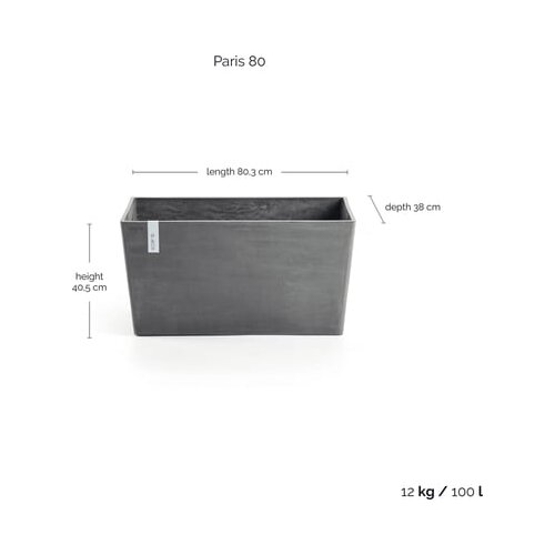 Ecopots Paris - siva - D 80 x G 42 x V 38 cm (100 litrov) Cene