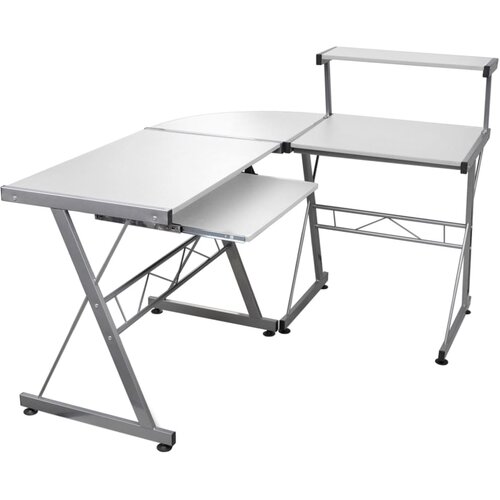 vidaXL Kotna računalniška miza bela 132x112x99 cm inženirski les Cene