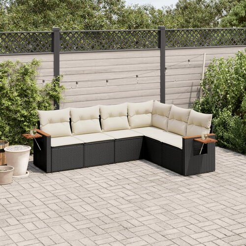 vidaXL 6-dijelni set vrtnih sofa s jastucima crni od poliratana Cijene