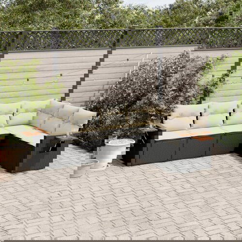 VidaXL 6-dijelni set vrtnih sofa s jastucima crni od poliratana Slike