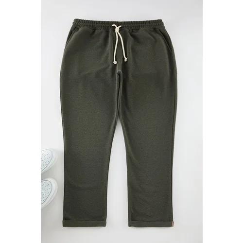 Trendyol Khaki Plus Size Regular Cut Textured Sweatpants