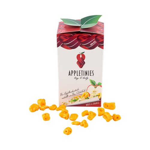 APPLETINIES tiny &amp;amp; tasty Bela čokolada s pomarančo, bio - 85 g Slike