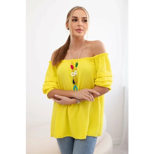 Kesi Spanish blouse with decorative sleeves yellow Slike