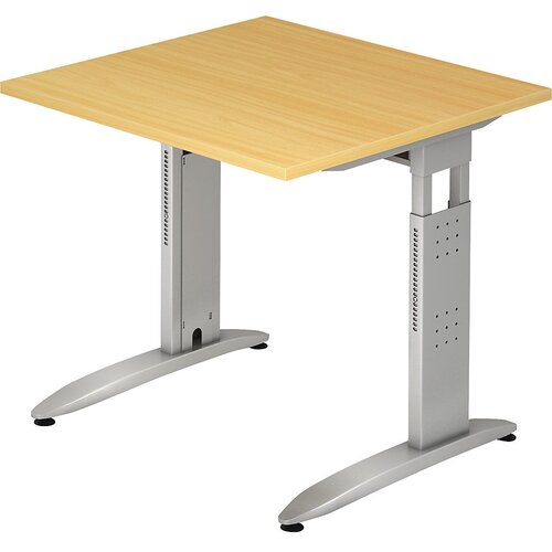 eurokraft pro nicola - pisalna miza, podnožje v obliki črke c, z nastavitvijo višine, vxšxg 720 x 800 x 800 mm, imitacija bukve Cene