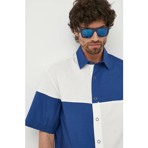 United Colors Of Benetton Pamučna košulja za muškarce, boja: tamno plava, relaxed, s klasičnim ovratnikom