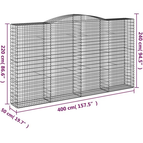  Lučne gabionske ko&amp;scaron;are 2 kom 400x50x220/240cm pocinčano željezo Slike