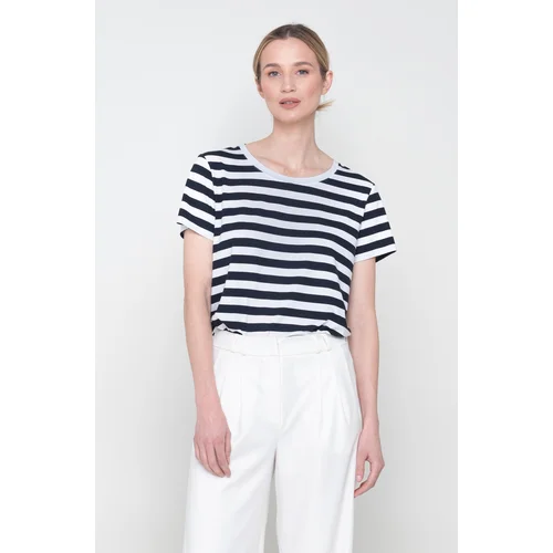 Marita Bobko Woman's T-shirt no.1 U White/Navy Blue