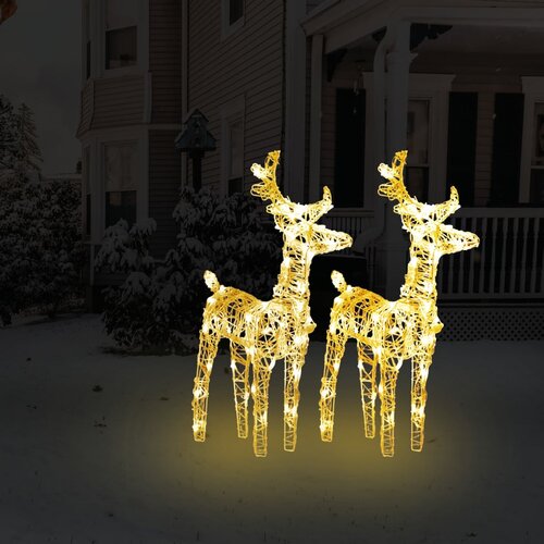 vidaXL Božični severni jeleni 2 kosa toplo beli 80 LED akril Cene