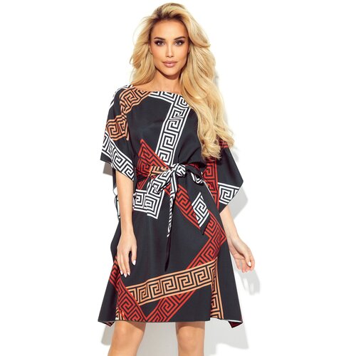 Numoco 287-22 SOFIA Butterfly dress with a binding at the waist - GREEK pattern Cene