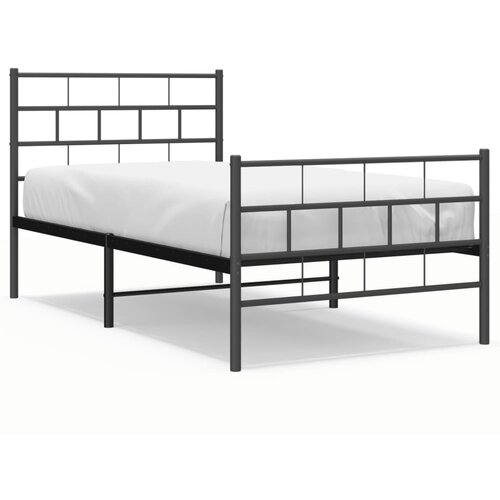 vidaXL Metalni okvir kreveta uzglavlje i podnožje crni 107x203 cm Cene