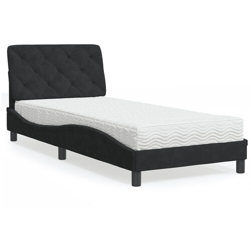  Krevet s madracem crni 90x190 cm baršunasti Cene