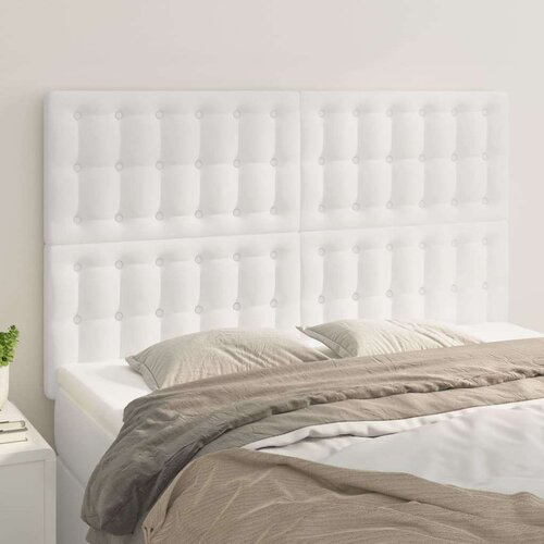  Posteljno vzglavje 4 kosa belo 72x5x78/88 cm umetno usnje, (20933185) Slike