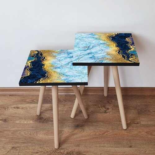Hanah home 2Shp92 - navy blue navy bluegoldwhite nesting table (2 pieces) Cene