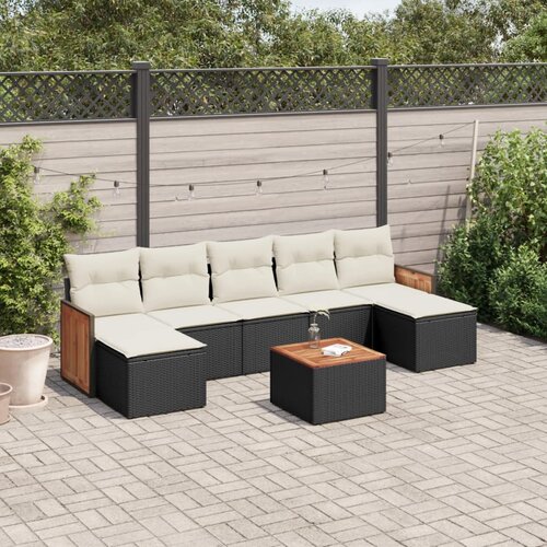  8-dijelni set vrtnih sofa od poliratana s jastucima crni Crna 59 x 62 x 69 cm Cene