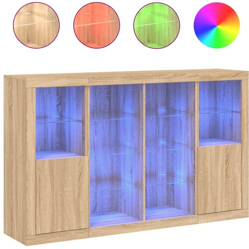 Maison Chic Komoda - Predalnik z LED diodami 3 kosi sonoma hrast inženirski les, (21722117) Cene