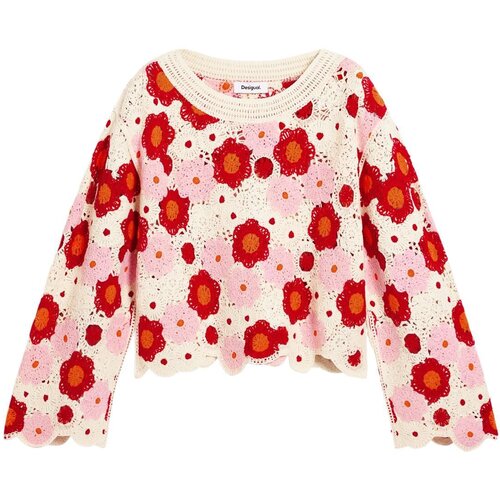 Desigual Pulover svijetloroza / crvena / bijela Cijene