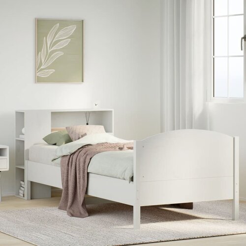 vidaXL Krevet s regalom z knjige bez madraca bijeli 100x200cm borovina Cijene