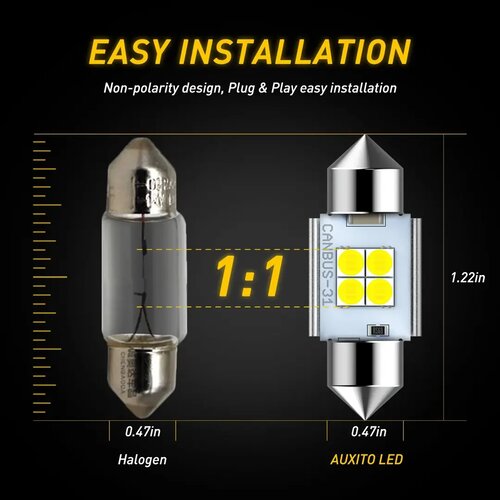 Auxito LED festoon 31mm sijalice 6000K 8W CANBUS SJ-U4-31MM-W2 Slike