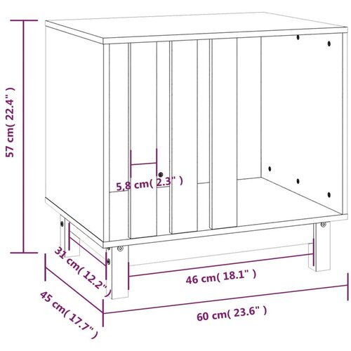 vidaXL Kućica za pse bijela 60 x 45 x 57 cm od masivne borovine Cijene