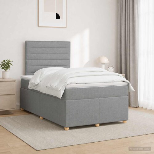  Boxspring krevet s madracem Svjetlosiva 120 x 200 cm Tkanina Cene