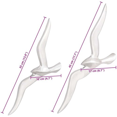 VidaXL zidni dekor Set od 2 Srebrna Aluminij 17 x 4 x 45 cm Slike