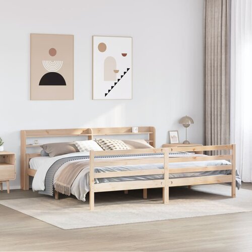 vidaXL Posteljni okvir z vzglavjem 200x200 cm trdna borovina Cene