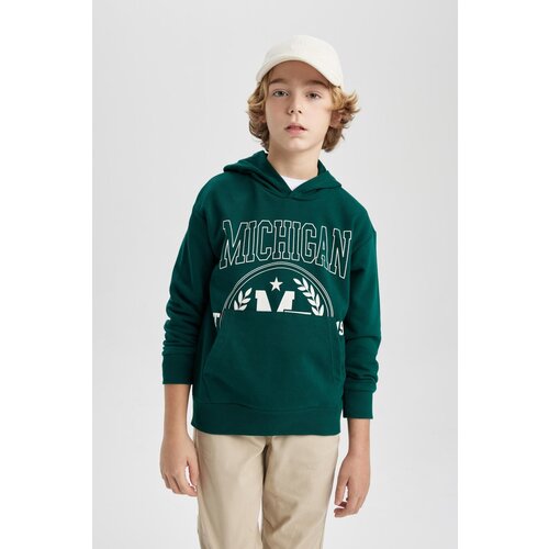 Defacto Boys' Oversize Fit Printed Hooded Sweatshirt Cene