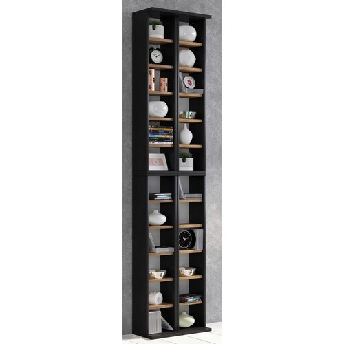 MID.YOU REGAL ZA CD-JE 42/183/20 cm antracit, medeni hrast Slike