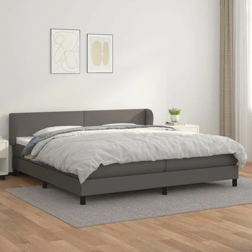 Box spring postelja z vzmetnico siva 200x200 cm umetno usnje, (20999296)