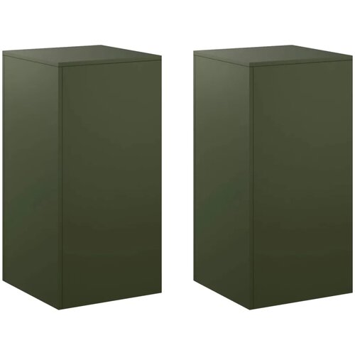  Stalak za biljke 2 pcs Maslinastozelena 40 x 40 x 80 cm Čelik - Maslinastozelena 2x (40 x 40 x 80 cm) Slike