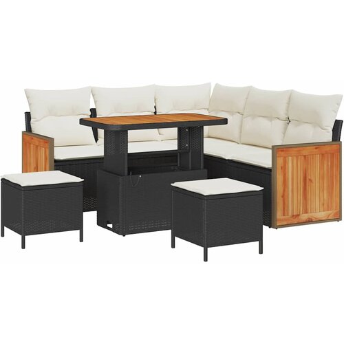  Sjedeća garnitura za vrt 9 kom. 6-Broj sjedala Crna i Krema 216 x 216 x 85 cm Slike
