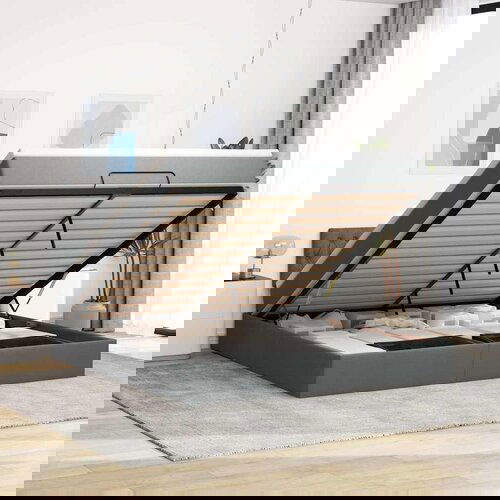vidaXL Otomanski krevet s madracem i LED tamnosivi 180x200cm tkanine Cene