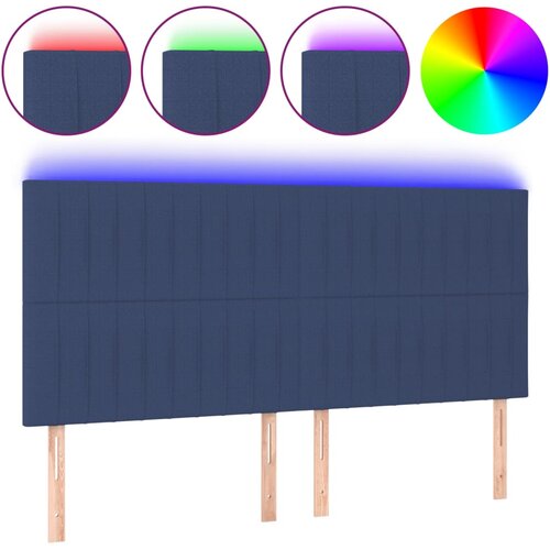 Maison Chic led posteljno vzglavje - vzglavna omarica - nočna omarica modro 180x5x118/128 cm blago, (21709291) Slike