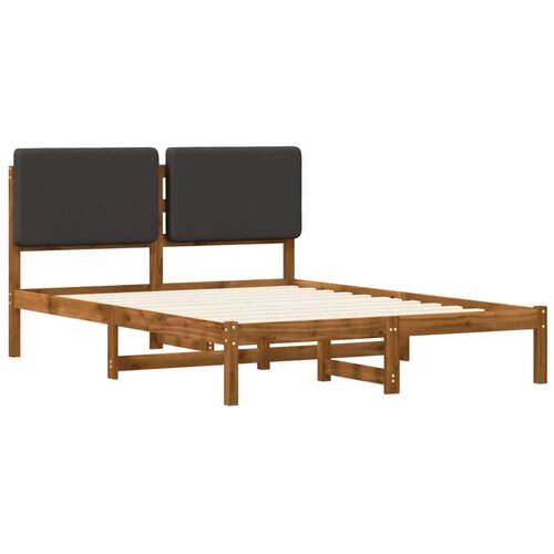 Krevetni okvir s tapiciranim uzglavljem Prirodna i tamnosiva - Prirodna i tamnosiva 160 x 200 cm Slike