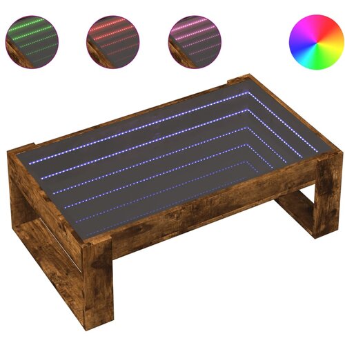 Maison Chic Klubska mizica - kavna mizica - Nizka mizica z neskončnimi LED dimljen hrast 90x53x30 cm, (21752067) Slike