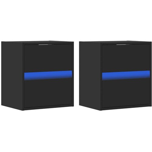 vidaXL Stenske TV omarice z LED lučkami 2 kosa črna 41x31x45 cm Cene