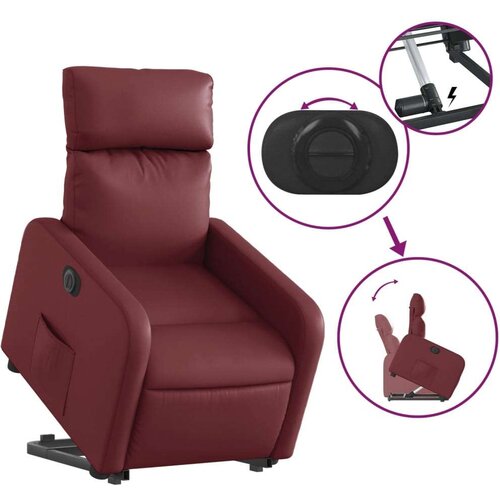 VidaXL Električni naslonjač na podizanje umjetna koža crvena boja vina Slike