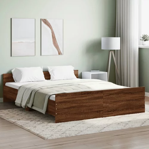  kreveta s uzglavljem i podnožjem boja hrasta 150x200 cm