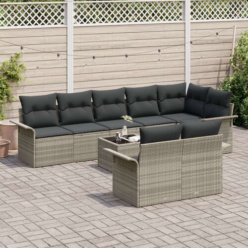  Set od 9 dijelova vrtnih sofa s jastučićima sivi poli ratan Slike